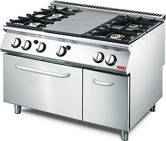  Gastro M Gas Solid Top range, with 4 burners and gasoven GM70/120 TPFCFGB 