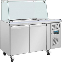  Polar U-Series GN Saladette Counter with Square Sneeze Guard 2 Door 