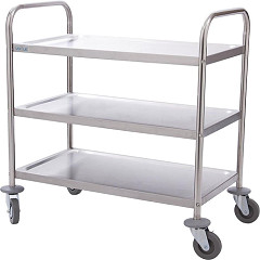  Vogue Stainless Steel 3 Tier Clearing Trolley Small 