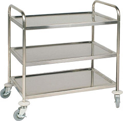  Vogue Stainless Steel 3 Tier Clearing Trolley Medium 