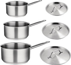  Vogue Cook Like A Pro 3-Piece Stainless Steel Saucepan Set 