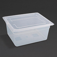  Vogue Polypropylene 1/2 Gastronorm Container with Lid 150mm (Pack of 4) 