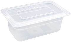  Vogue Polypropylene 1/4 Gastronorm Container with Lid 100mm (Pack of 4) 
