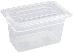 Vogue Polypropylene 1/4 Gastronorm Container with Lid 150mm (Pack of 4) 