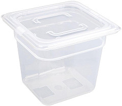 Vogue Polypropylene 1/6 Gastronorm Container with Lid 150mm (Pack of 4) 