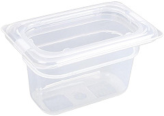  Vogue Polypropylene 1/9 Gastronorm Container with Lid 100mm (Pack of 4) 