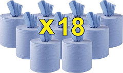  Jantex Centrefeed Blue Rolls 2-Ply 120m (Pack of 18) 