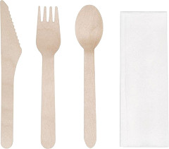  Fiesta Green Wooden Cutlery Meal Pack (Pack of 250) 