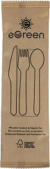  eGreen Individually Kraft Wrapped 4-in-1 Wooden Cutlery Set (Pack of 250) 