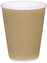  Fiesta Disposable Coffee Cups Ripple Wall Kraft 225ml / 8oz (Pack of 500) 