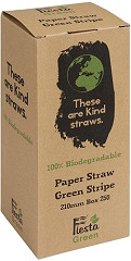  Fiesta Green Compostable Paper Straws Green Stripes (Pack of 250) 