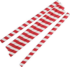  Fiesta Compostable Individually Wrapped Paper Smoothie Straws Red Stripes (Pack of 250) 