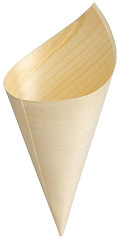  Fiesta Green Biodegradable Wooden Canape Cones 75mm (Pack of 100) 