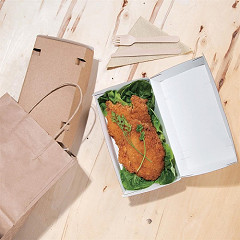  Fiesta Green Compostable Kraft Food Boxes Large 204mm (Pack of 100) 
