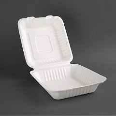  Fiesta Green Compostable Bagasse Hinged Food Containers 223mm (Pack of 200) 