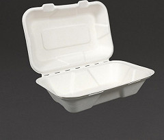  Vegware Compostable Bagasse Clamshell Hinged Meal Boxes 228mm 