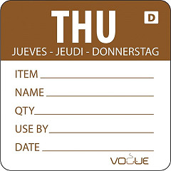  Vogue Dissolvable Day of the Week Labels Thursday (Pack of 250) 