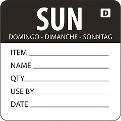  Vogue Dissolvable Day of the Week Labels Sunday (Pack of 250) 