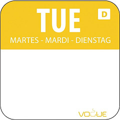  Vogue Dissolvable Food Rotation Labels Tuesday (Pack of 1000) 