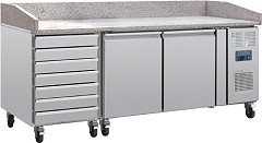  Polar U-Series Double Door Pizza Counter with Marble Top and Dough Drawers 290Ltr 