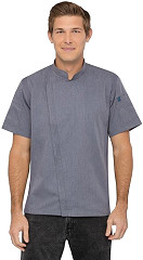  Chef Works Unisex Springfield Lightweight Short Sleeve Zipper Coat Ink Blue 