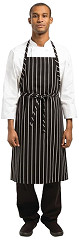  Chef Works Premium Woven Bib Apron Black and White Stripe 