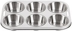  Vogue Stainless Steel Deep Muffin Tray 6 Cup 