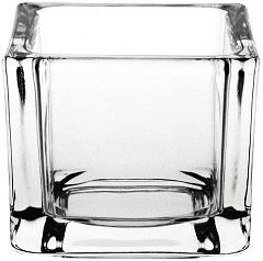  Olympia Glass Tealight Holder Square Clear (Pack of 6) 