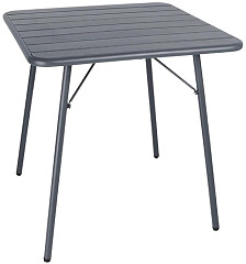  Bolero Square Slatted Steel Table Grey 700mm (Single) 