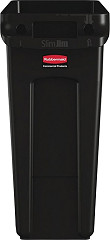  Rubbermaid Slim Jim Container With Venting Channels Black 60Ltr 