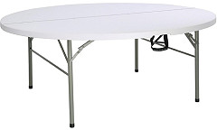  Bolero Round PE Centre Folding Table White 6ft (Single) 