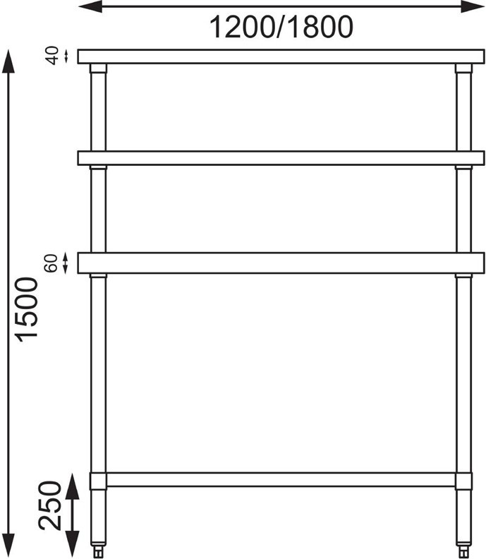  Vogue Stainless Steel Prep Station 1800x600mm 