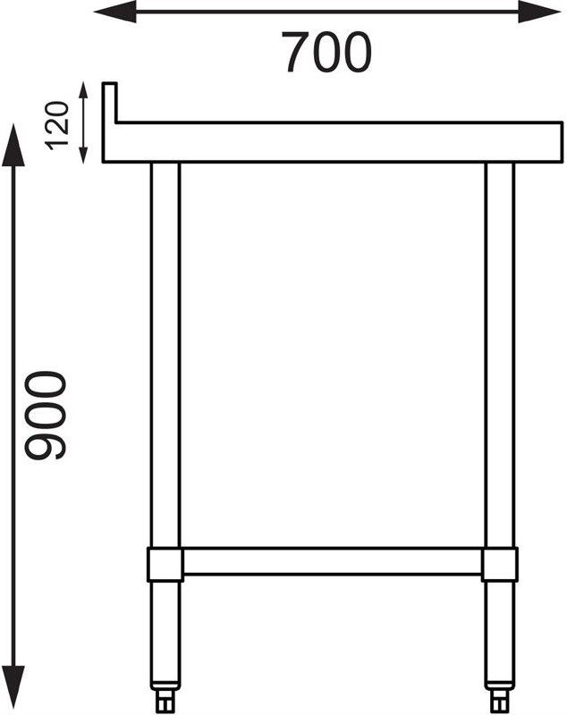  Vogue Stainless Steel Table with Upstand 1800mm 