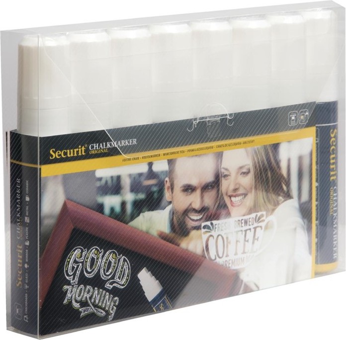  Securit 15mm Liquid Chalk Pens White (Pack of 8) 