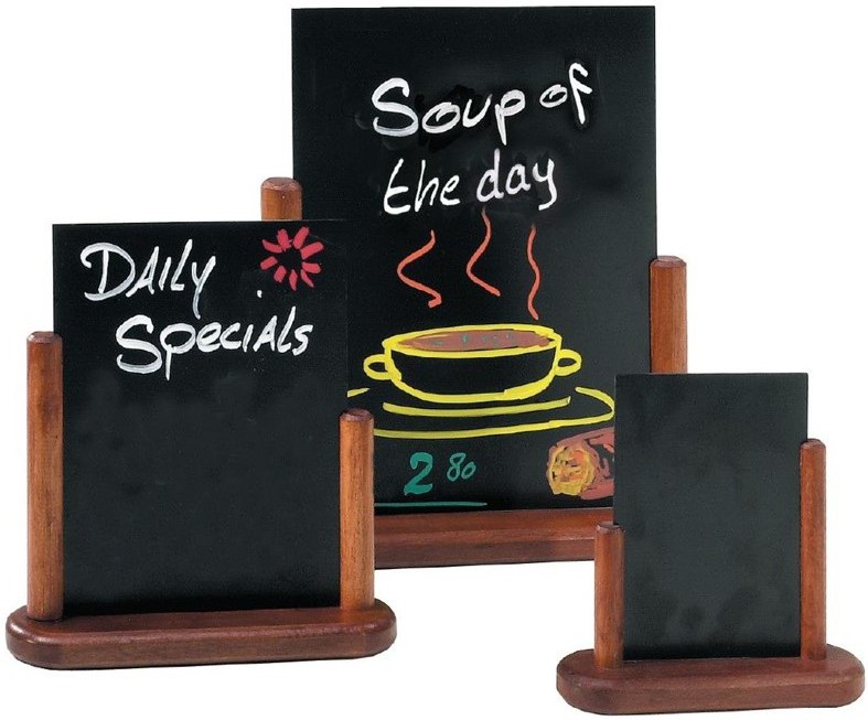  Securit Half Frame Table Top Blackboard 320 x 270mm Mahogany 