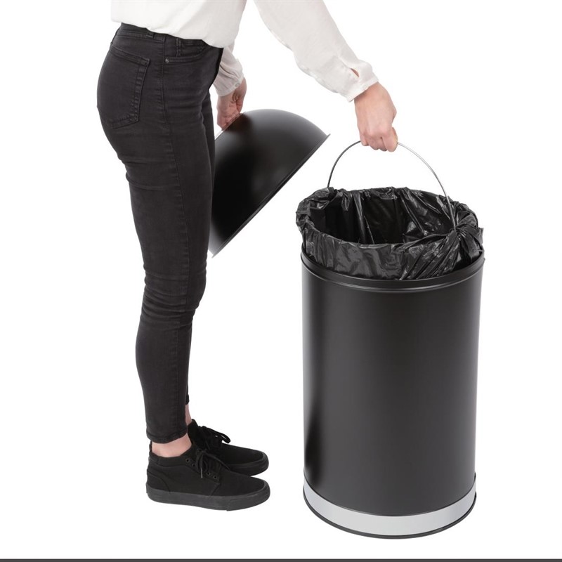  Bolero Steel Open Lid Bullet Bin Black 40Ltr 