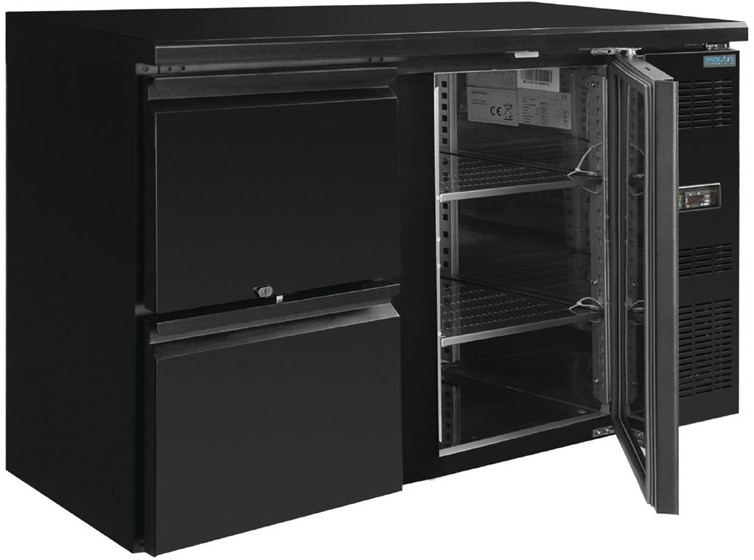  Polar U-Series Single Door Back Bar Counter Fridge with Drawers 