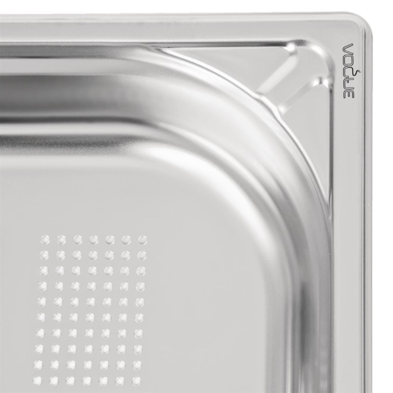  Vogue Heavy Duty Stainless Steel Perforated 1/1 Gastronorm Pan 65mm 