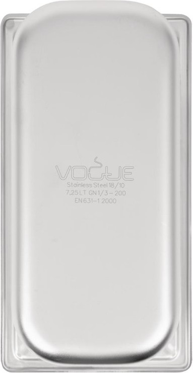  Vogue Heavy Duty Stainless Steel 1/3 Gastronorm Pan 200mm 
