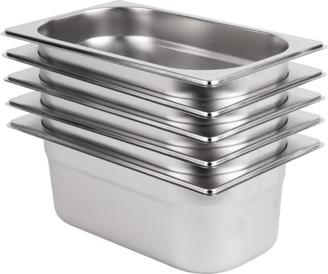  Vogue Stainless Steel Gastronorm Container Kit 1/4 (Pack of 5) 