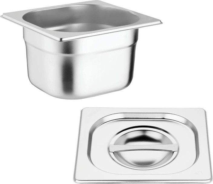  Vogue Stainless Steel Gastronorm Pan Set with Lids 1/6 (Pack of 4) 