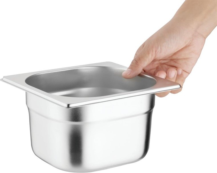  Vogue Stainless Steel Gastronorm Pan Set with Lids 1/6 (Pack of 4) 