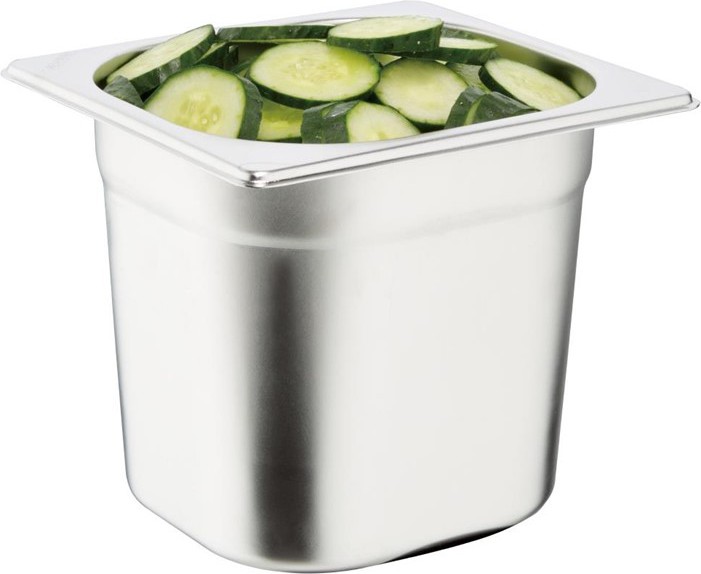  Vogue Stainless Steel Gastronorm Pan Set with Lids 1/6 (Pack of 6) 