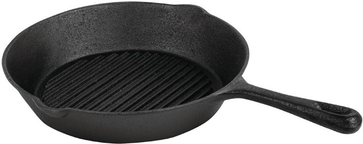  Vogue Round Cast Iron Ribbed Skillet Pan 
