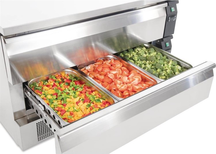  Polar U-Series Double Drawer Counter Fridge Freezer 6xGN 