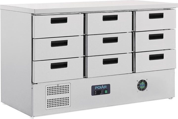  Polar G-Series Refrigerated Counter with 9 Drawers 368Ltr 