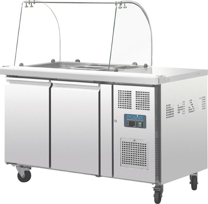  Polar U-Series Double Door Refrigerated Gastronorm Saladette Counter 