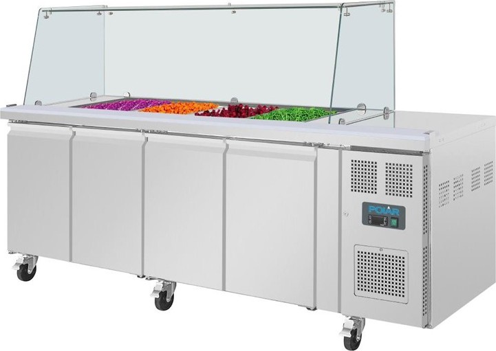  Polar U-Series GN Saladette Counter with Square Sneeze Guard 4 Door 