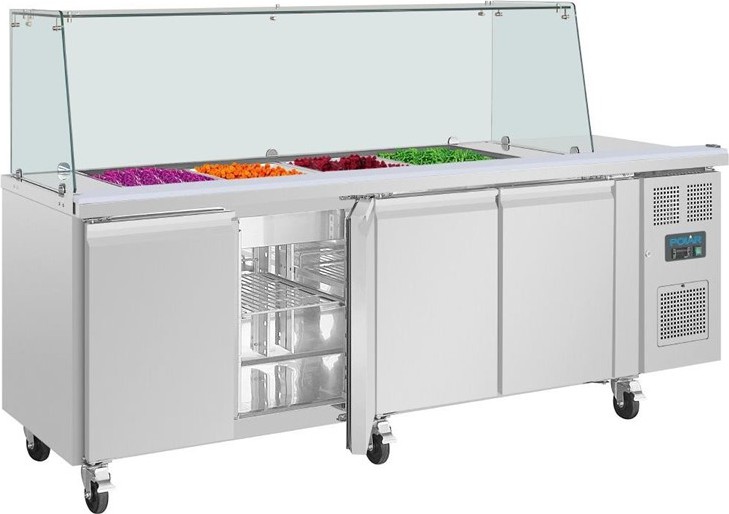  Polar U-Series GN Saladette Counter with Square Sneeze Guard 4 Door 