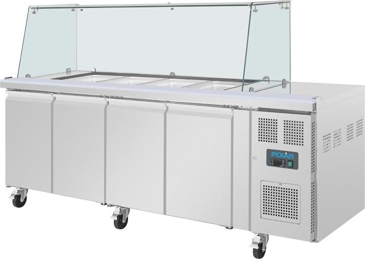  Polar U-Series GN Saladette Counter with Square Sneeze Guard 4 Door 